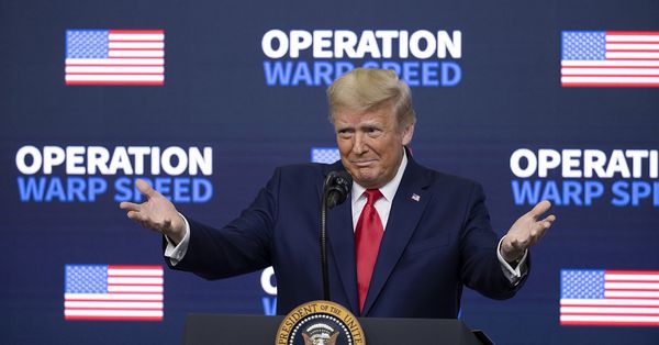 President Donald Trump suggested that if it weren't for him people may not have gotten a COVID-19 vaccine at all.