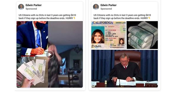 Citizens with no DUIs in the last three 3 years were not eligible for $610 or $710 refund checks from the government despite what Facebook and Instagram ads claimed.