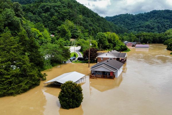 omes along Gross Loop off of KY-15 are flooded with water from the North Fork of the Kentucky River. (Photo by Arden S. Barnes/For The Washington Post via Getty Images)