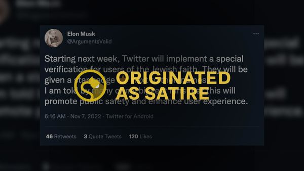 Elon Musk did not tweet that Jewish users would receive yellow star verified badges, as the rumor came from a satire tweet.