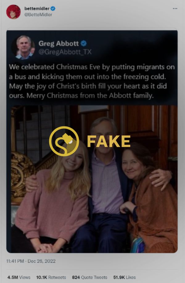 Fake Christmas Eve tweet attributed to Texas Gov. Greg Abbott