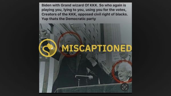 Caption: Biden with Grand wizard Of KKK. So who again is playing you, lying to you, using you for the votes, Creators of the KKK, opposed civil right of blacks. Yup thats the Democratic party