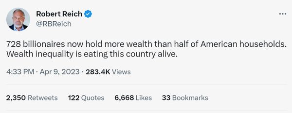 do 728 billionaires own more wealth than half of american households?