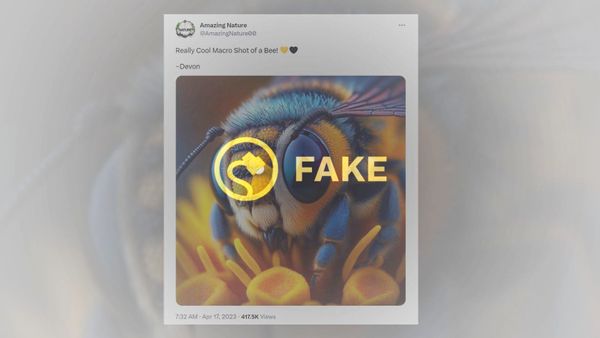 fake photo of a bee's face