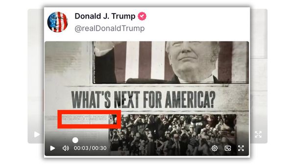 A X post claims to show a Truth Social post from Donald Trump's account claiming he contained an image that used the words "Third Reich".