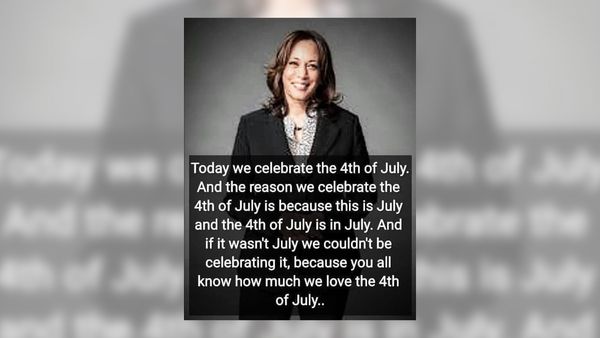 Online memes and posts wrongly claimed US Vice President Kamala Harris once said the words today we celebrate the 4th of July and the reason we celebrate the 4th of July is because this is July and the 4th of July is in July.