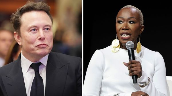 A picture of a white man with short brown hair in a tie and suit on the left and a picture of a Black woman with buzzed blonde natural hair wearing large golden earrings and a formal white dress. 