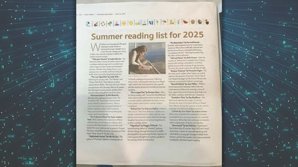 An image of a magazine page flipped open to "Summer reading list for 2025" 