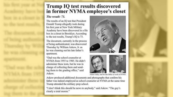 Was Donald Trump's IQ score measure at 73?