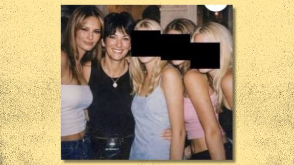 Unverified image shows Melania Trump, Ghislaine Maxwell, and three unidentified girls.