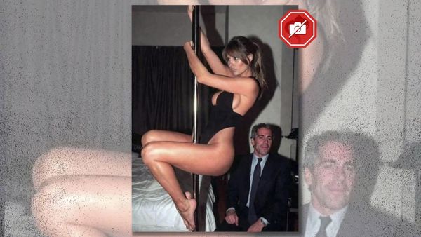 Fake image claims to show Melania Trump poledancing for Jeffrey Epstein.