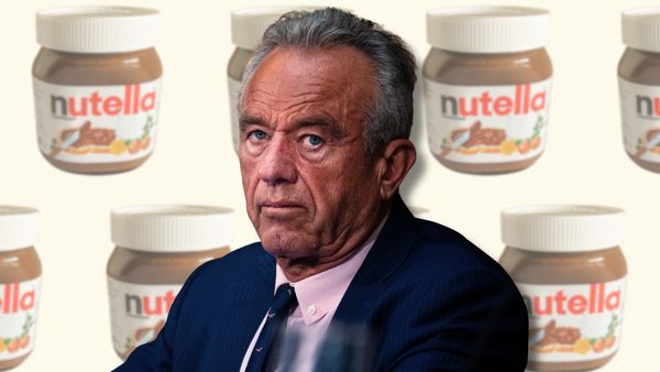 A composite image shows Robert F. Kennedy Jr. on a background of Nutella jars.