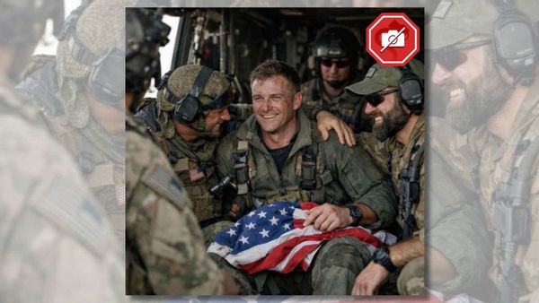 AI-generated image shows a pilot holding an American flag.