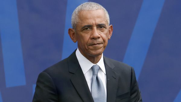 Former President Barack Obama looking directly into the camera. 