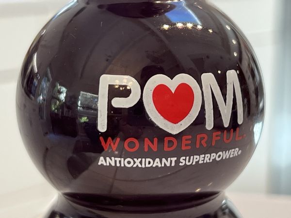 A POM Wonderful bottle of pomegranate juice. 
