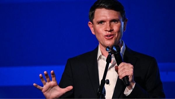 Democrat candidate for US Senate James Talarico speaks during a rally in San Antonio, Texas, on May 29, 2026