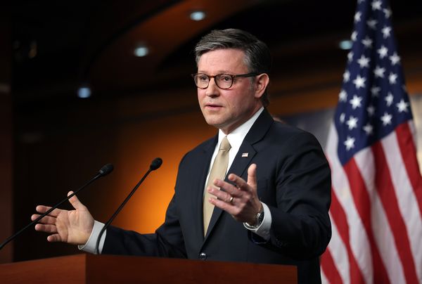 Speaker of the House Mike Johnson (R-LA) speaks at a news conference at the U.S. Capitol on June 30, 2026 in Washington, DC. 