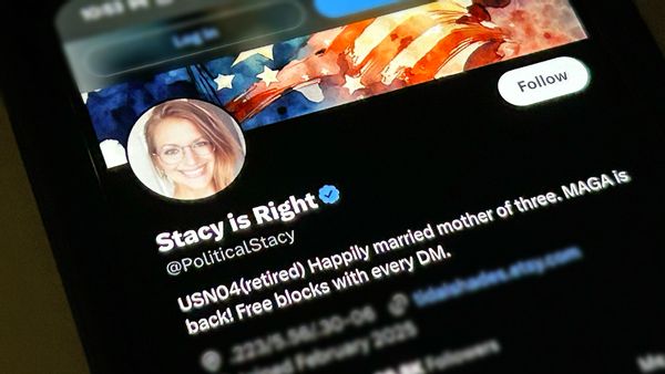 This image shows a view of X user @PoliticalStacy, who displays the name Stacy is Right, featuring the user's profile above posts.