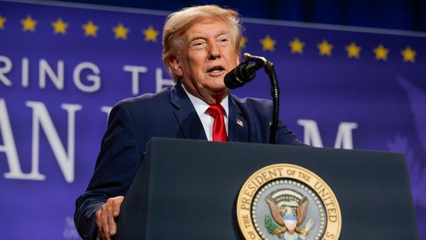U.S. President Donald Trump delivers remarks during an event at Red Rock Casino Resort and Spa on August 05, 2026 in Las Vegas, Nevada.