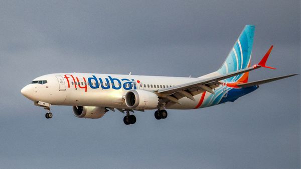 A flydubai Boeing 737 MAX 8 aircraft prepares for landing at Israel's Ben Gurion Airport in Lod on September 30, 2026.