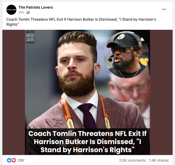Facebook memes claimed Pittsburgh Steelers head coach Mike Tomlin defended Kansas City Chiefs kicker Harrison Butker following his commencement speech in May 2024.